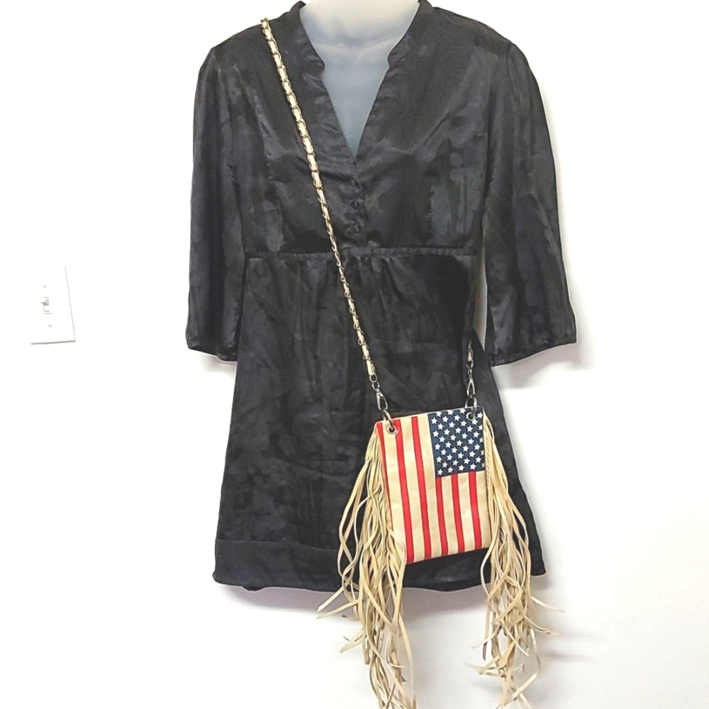 NWOT Blazin Roxx Stars & Stripes Faux Leather Purse with Fringing